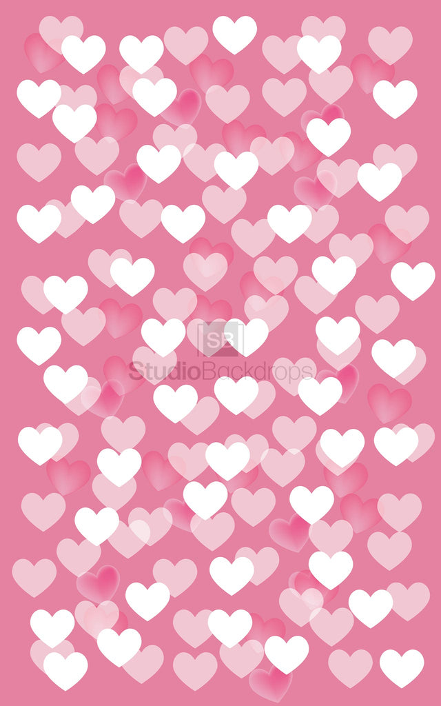 Pink Hearts Scatter Valentines Photography Backdrop