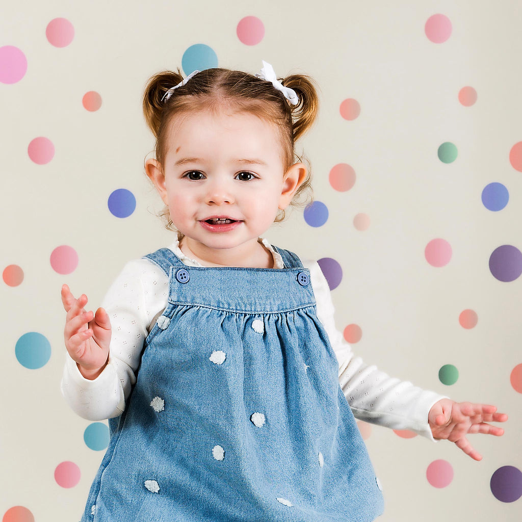 Pastel Dots and Wood Duo Faded Photography Backdrop