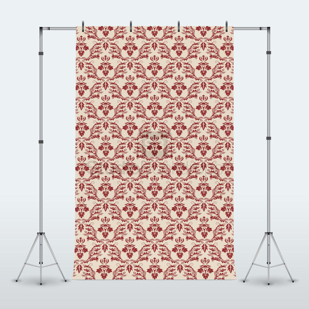 Red and Cream Damask Photography Backdrop