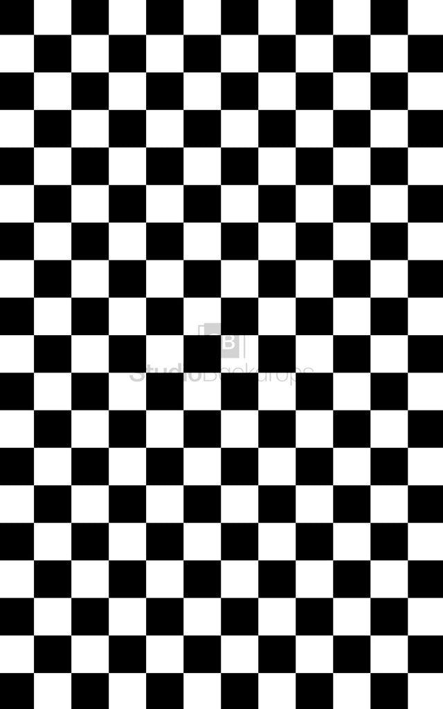 Black and White Checkerboard Tiles Photography Backdrop