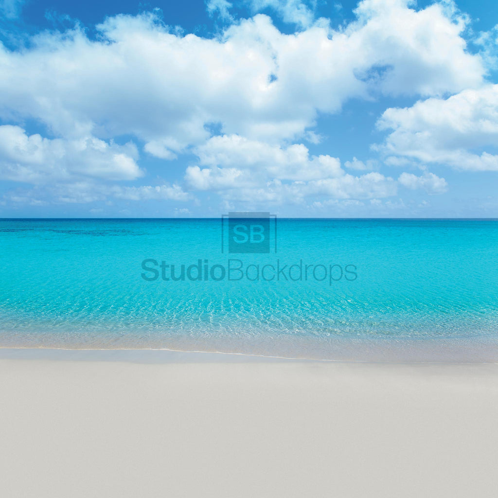 Blue Sea Beach Scene Photography Backdrop