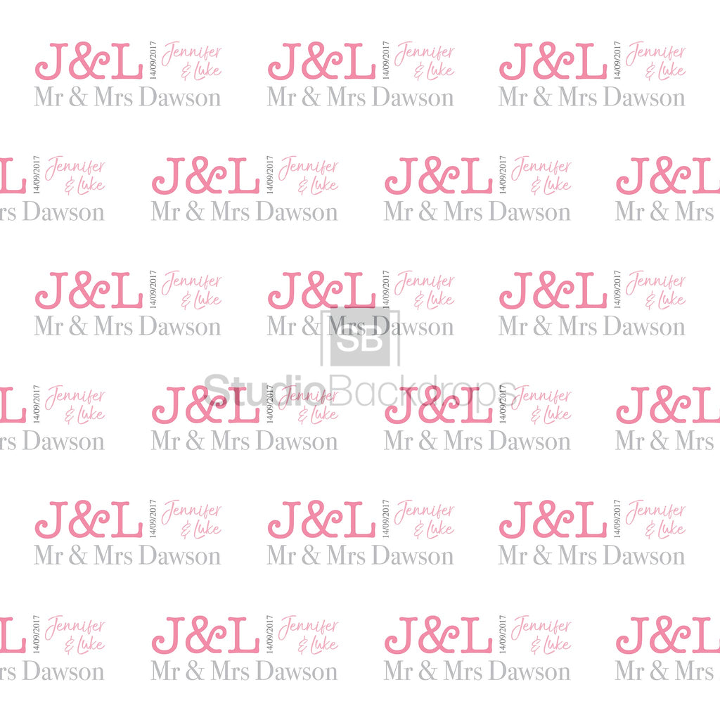 Personalised Modern Names Wedding Photo Booth Backdrop 