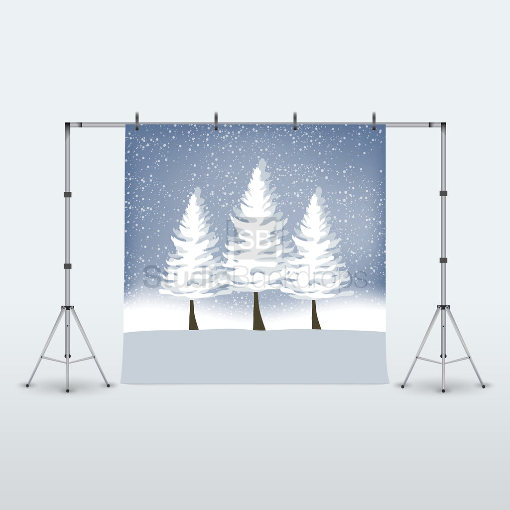 Christmas Trees Winter Photography Backdrop