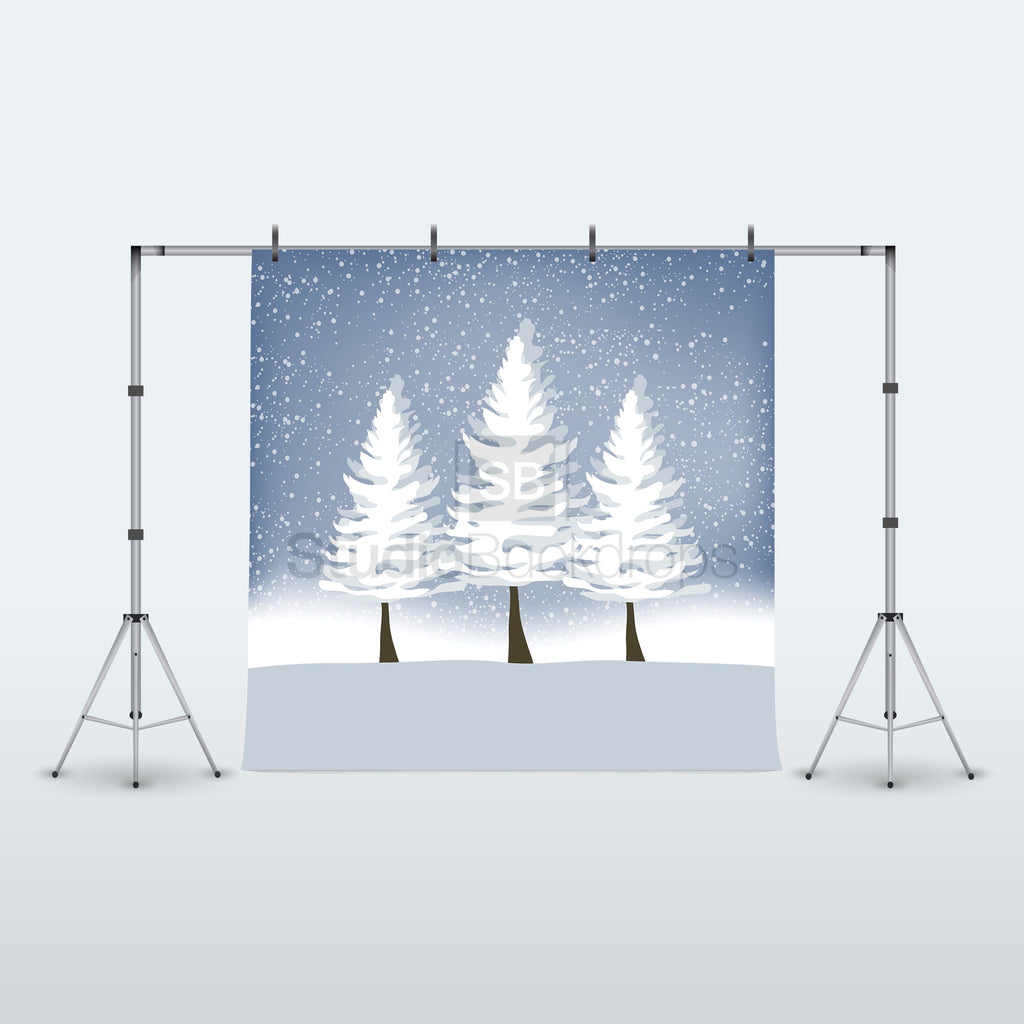Christmas Trees Winter Photography Backdrop