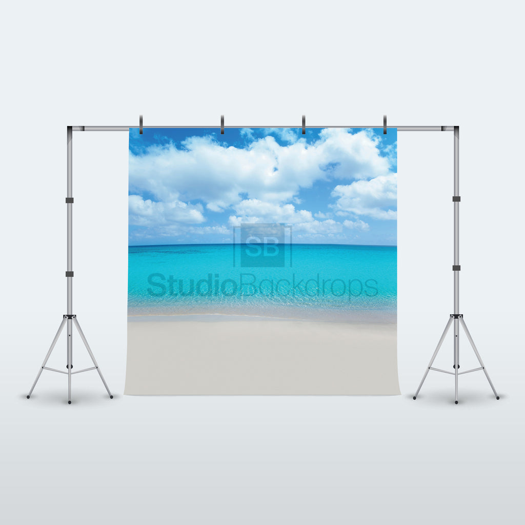 Blue Sea Beach Scene Photography Backdrop