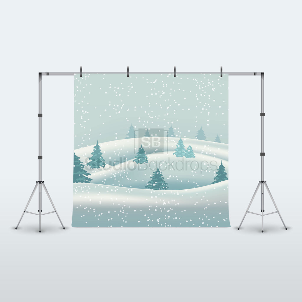 Snowy Winter Trees Photography Backdrop
