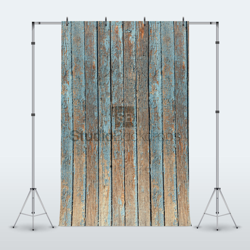 Peeling Blue Paint Wood Photography Backdrop