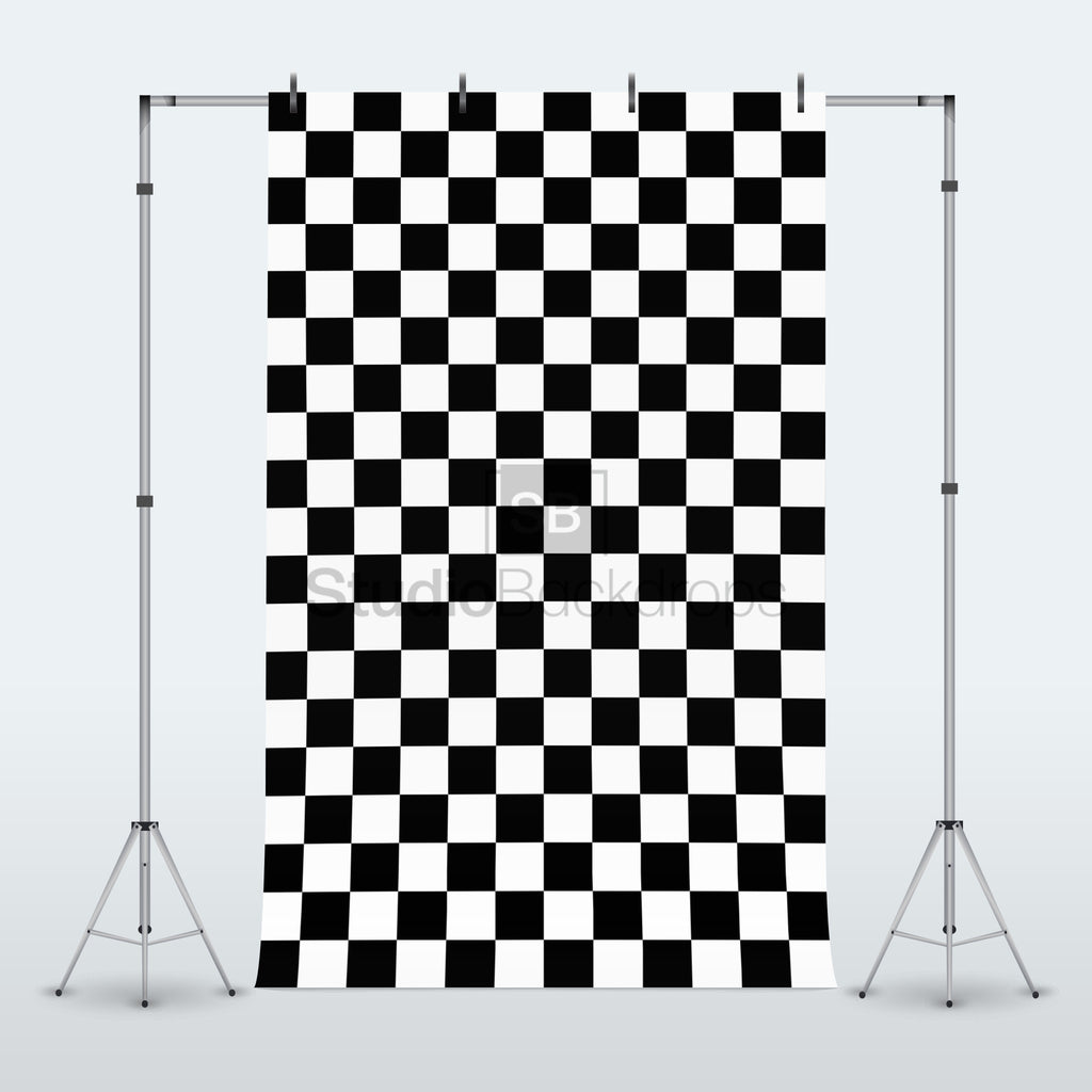 Black and White Checkerboard Tiles Photography Backdrop